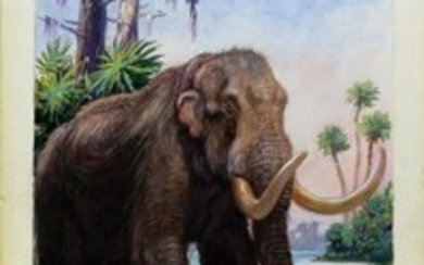 Charles Knight Original Watercolor American Mastodon
