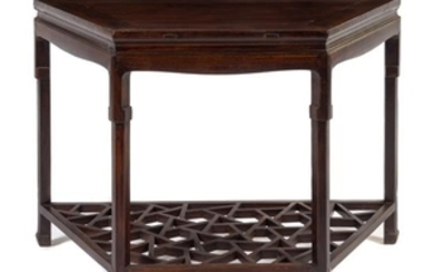 * A Chinese Hardwood Demi-Lune Console Table, Shanmianzhuo