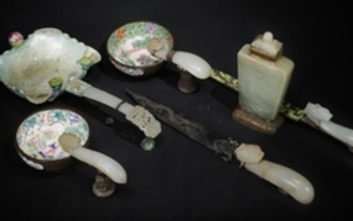 (6) Chinese Items with Jade, 18-19th Century