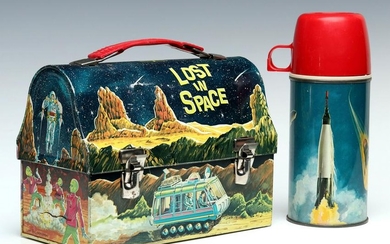 A CIRCA 1967 'LOST IN SPACE' LUNCH BOX WITH THERMOS