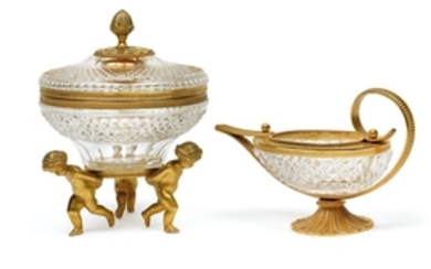 An epergne and a vessel with handle