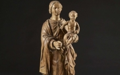 FRANCE DU NORD, FIN DU XVIIe SIÈCLE Vierge à l'Enfant Sculpture en bois de chêne
