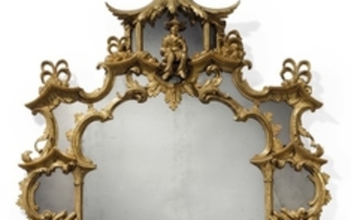A GEORGE II REVIVAL GILTWOOD OVER-MANTEL MIRROR, SECOND QUARTER 19TH CENTURY