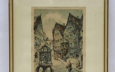 GERMAN COLORED ARCHITECTURAL ENGRAVING
