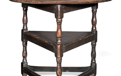 A Joined oak cricket-type table, English, circa 1700