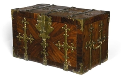 A Louis XIV gilt-brass mounted kingwood and rosewood coffre-fort, late 17th century