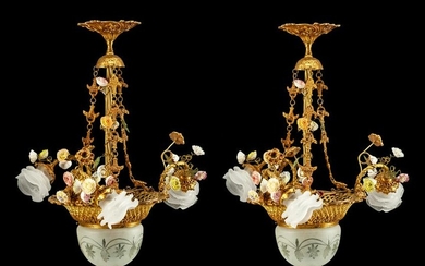 A Pair of Louis XV Style Gilt Bronze and Porcelain