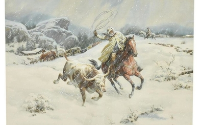 MARVIN NYE (D.2005) WESTERN PAINTING 'SHELTER'