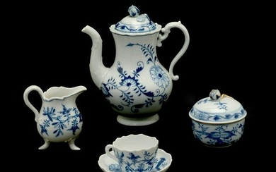 Meissen Porcelain Blue Onion Partial Tea Service.