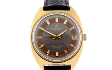 MOVADO - a gentleman's gold plated Tempo-Matic wrist watch.