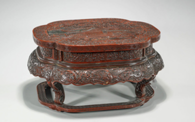 Old Chinese Red Lacquer Pedestal