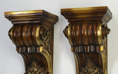 (2) Parcel gilt mahogany Neoclassical style corbels
