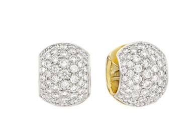 Pair of Platinum, Gold and Diamond 'Huggie' Earrings