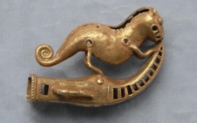 Pre-Columbian Gold Sinu Tumbaga Feline Finial