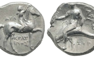 Southern Apulia, Tarentum, c. 302-280 BC. AR Nomos (19.5mm, 7.88g,...
