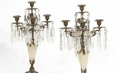 A pair of Victorian bronze & onyx candelabra
