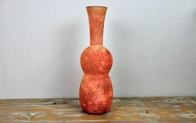 Vintage Italian Orange and Red Frosted Glass Vase