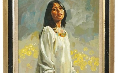 William Whitaker 'Indian Student' Oil Painting