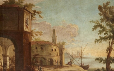 Probably French school 18th century - Southern Landscape with Ancient Roman Buildings and Figures