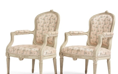 A pair of Gustavian armchairs, Stockholm, second part of the 18th century.