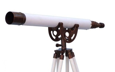 50" Classic Antique Copper Anchormaster Telescope with White Leather Stand