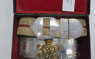 A Cased Silver-Mounted Flap-Pouch And Shoulder-Belt Of An Officer In The 3rd (The King's Own) Hussars, London Silver Hallmarks For 1900, Silversmith's Mark J.L