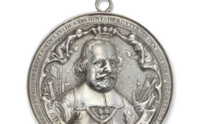 A DUTCH SILVER PLAQUETTE MEDAL, APPARENTLY UNSIGNED, THE NETHERLANDS, CIRCA 1666, ALSO STRUCK WITH LATER DUTCH DUTY MARK
