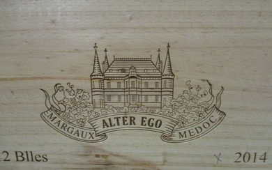 12 bouteilles ALTER EGO DE PALMER 2014 Margaux Caisse bois d'origine