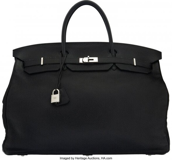 58147: Hermès 55cm Black Clemence Leather Birkin