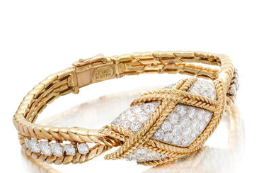An 18k gold and diamond bracelet/watch,, Van Cleef & Arpels, circa 1955