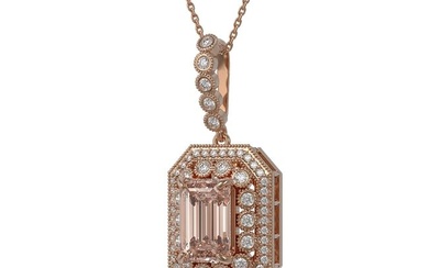 6.05 ctw Morganite & Diamond Victorian Necklace 14K Rose Gold