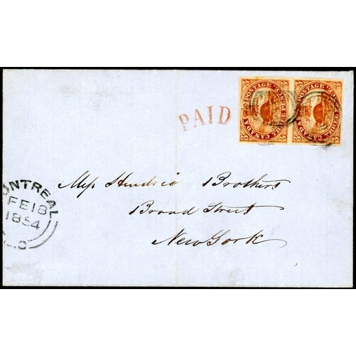 6d SINGLE RATE LETTER TO NEW YORK:1854 (18 Feb) E from Montr...