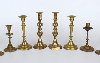 (8) Brass candlesticks