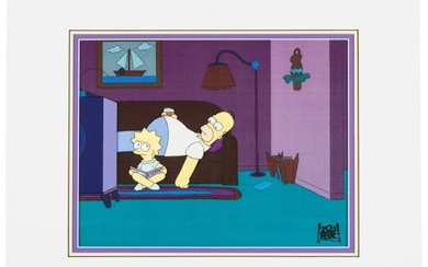 89747: Homer and Lisa Simpson Production Cel Setup from