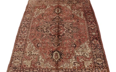 9' x 11'7 Hand-Knotted Persian Heriz Room Sized Rug, 1970s