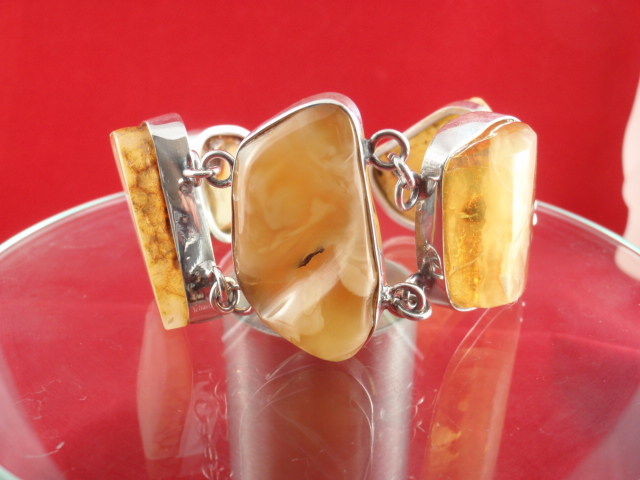925 Silver, Amber Baltic - Bracelet Amber Baltic - Natural (untreated)