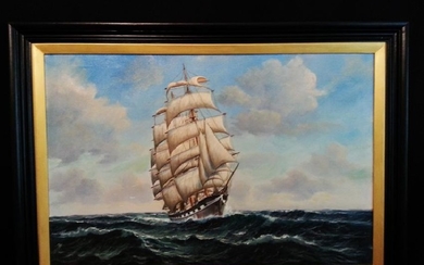 Signed O/C Painting of a Clipper Ship