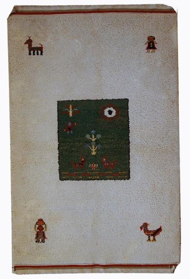 Handmade vintage Persian Gabbeh rug 4.6' x 7' ( 140cm x