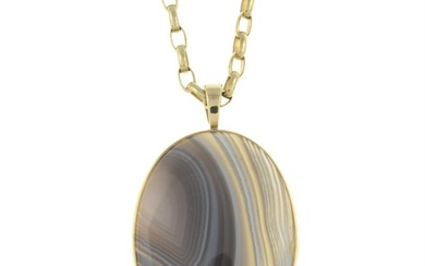 9ct gold banded agate pendant, Ortak