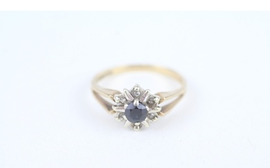9ct gold vintage sapphire & diamond cluster ring