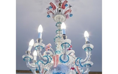 A 18th century Murano glass 8-light chandelier
