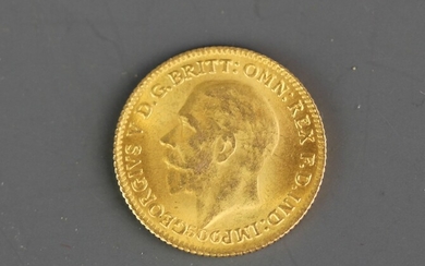 A 1922 gold quarter sovereign.