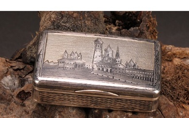 A 19th century Russian silver and enamel rectangular snuff b...
