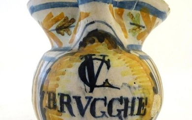 A 19thC Continental faience / tin glaze jug with a