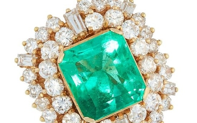 A 4.68 CARAT COLOMBIAN EMERALD AND DIAMOND CLUSTER RING