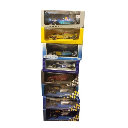 A COLLECTION OF EIGHT DIECAST FORMULA 1 VEHICLES 1.18 scale ...
