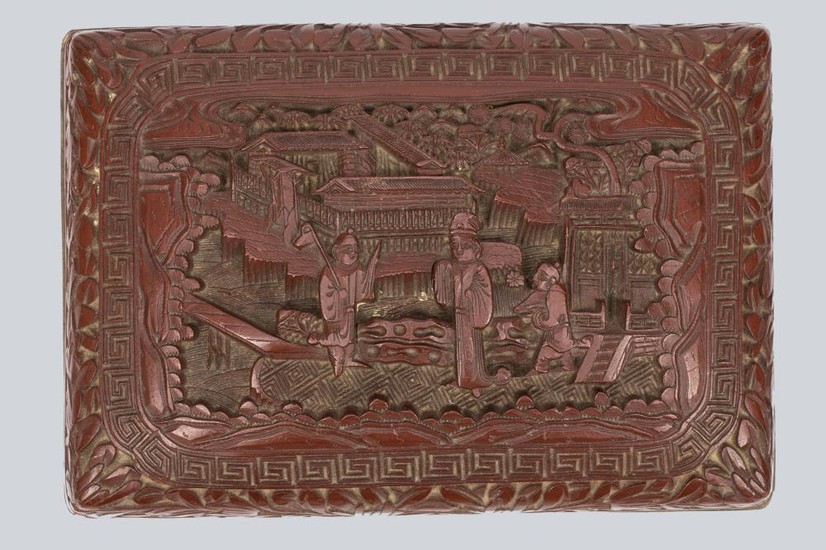 A Carved Chinese Cinnabar Lacquer Casket.