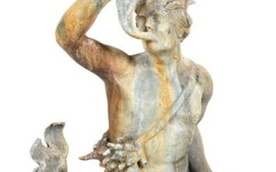 A Cast Lead Garden Fountain Figure Height 27 inches.