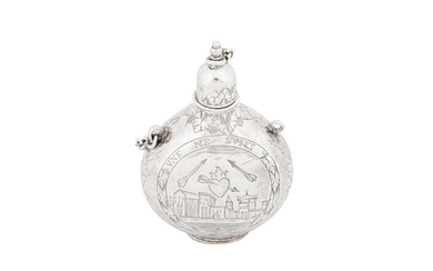 A Charles II late 17th century unmarked silver scent or casting bottle, circa 1680