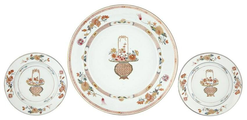 A Chinese Export Porcelain Famille Rose Charger and Two